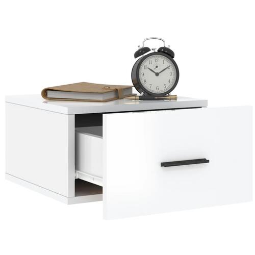 Væghængte sengeborde 2 stk. 50x36x25 cm hvid højglans