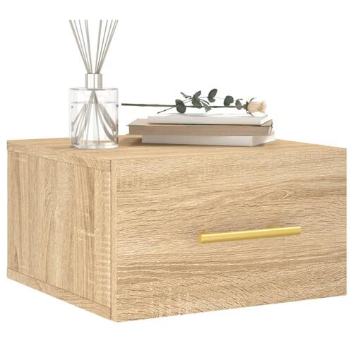 Væghængte sengeborde 2 stk. 35x35x20 cm sonoma-eg