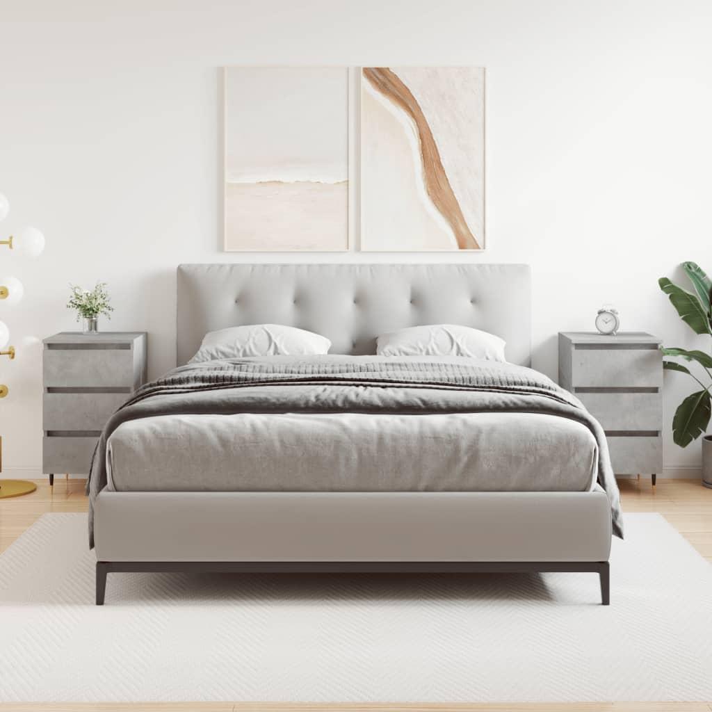 Sengeborde 2 stk. 40x35x69 cm konstrueret træ betongrå