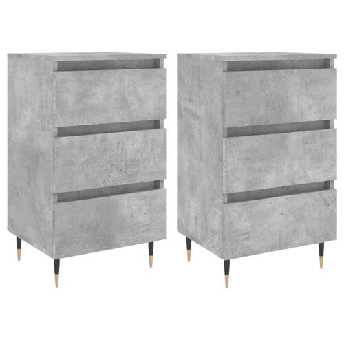 Sengeborde 2 stk. 40x35x69 cm konstrueret træ betongrå