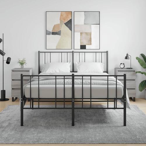Sengeborde 2 stk. 40x35x69 cm konstrueret træ grå sonoma-eg