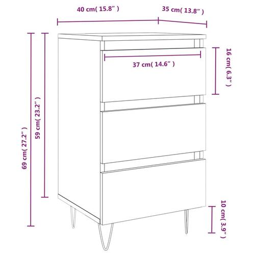 Sengeborde 2 stk. 40x35x69 cm konstrueret træ brunt egetræ