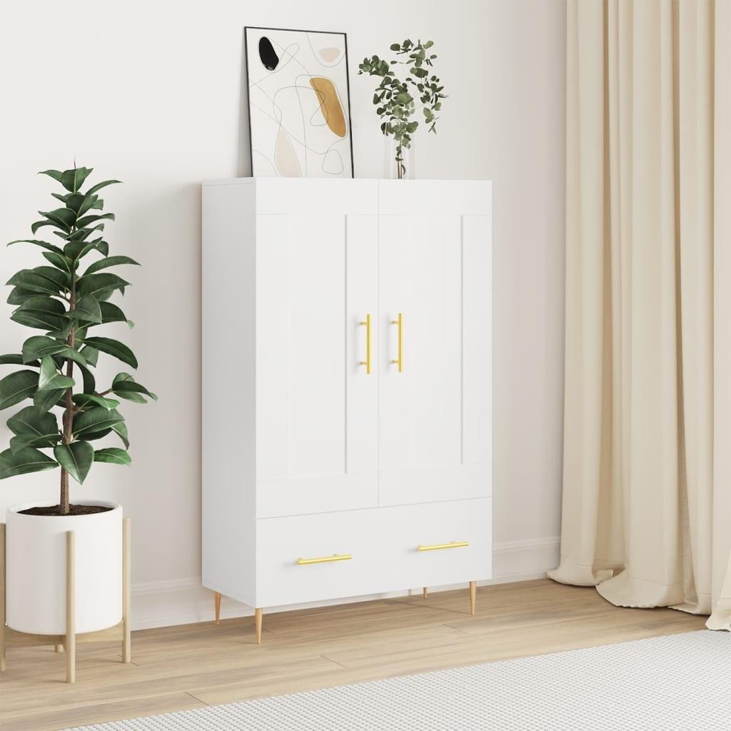Skab 69,5 × 31 × 115 cm i konstrueret træ - hvid skænk/højskab billede