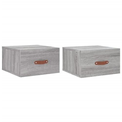 Væghængte sengeborde 2 stk. 35x35x20 cm grå sonoma-eg