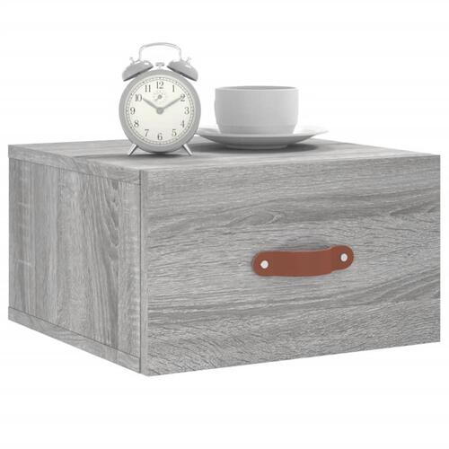 Væghængte sengeborde 2 stk. 35x35x20 cm grå sonoma-eg