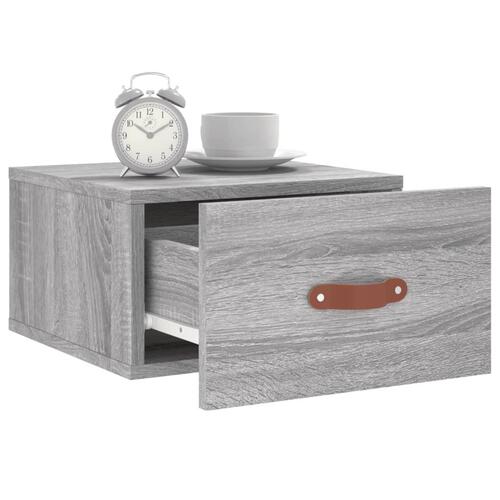 Væghængte sengeborde 2 stk. 35x35x20 cm grå sonoma-eg