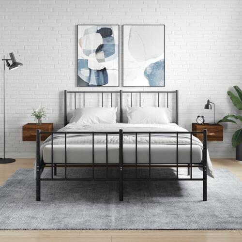 Væghængte sengeborde 2 stk. 35x35x20 cm brun egetræsfarve