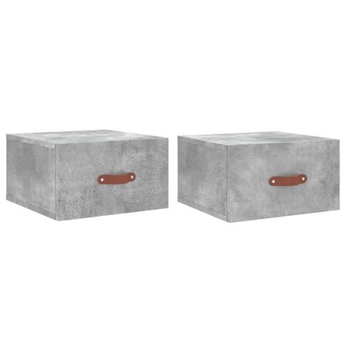 Væghængte sengeborde 2 stk. 35x35x20 cm betongrå