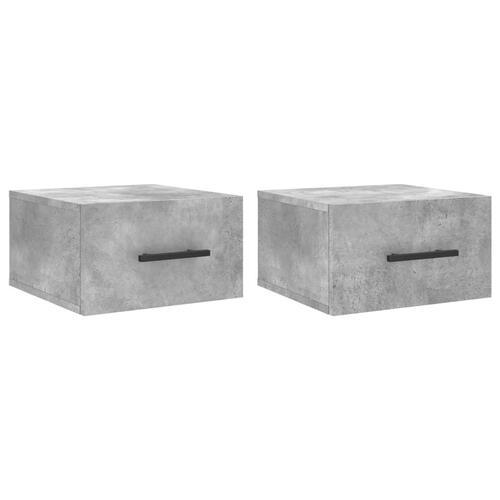 Væghængte sengeborde 2 stk. 35x35x20 cm betongrå