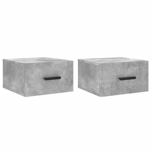 Væghængte sengeborde 2 stk. 35x35x20 cm betongrå