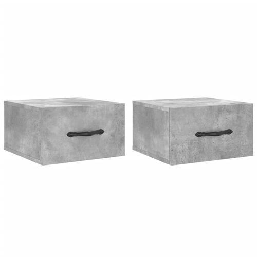Væghængte sengeborde 2 stk. 35x35x20 cm betongrå
