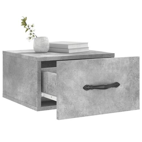 Væghængte sengeborde 2 stk. 35x35x20 cm betongrå