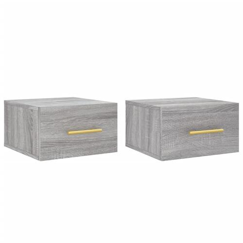 Væghængte sengeborde 2 stk. 35x35x20 cm grå sonoma-eg