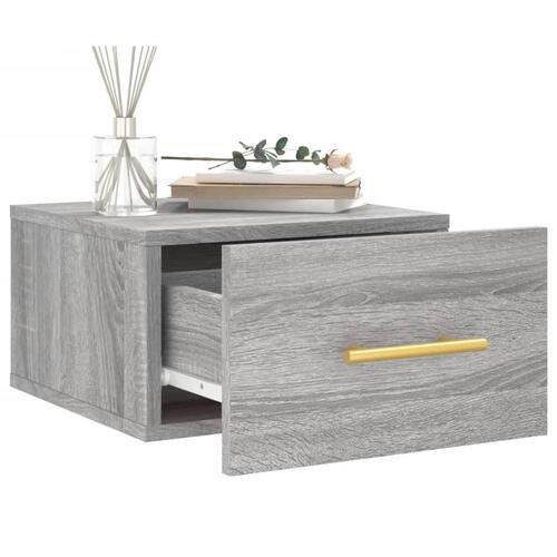 Væghængte sengeborde 2 stk. 35x35x20 cm grå sonoma-eg