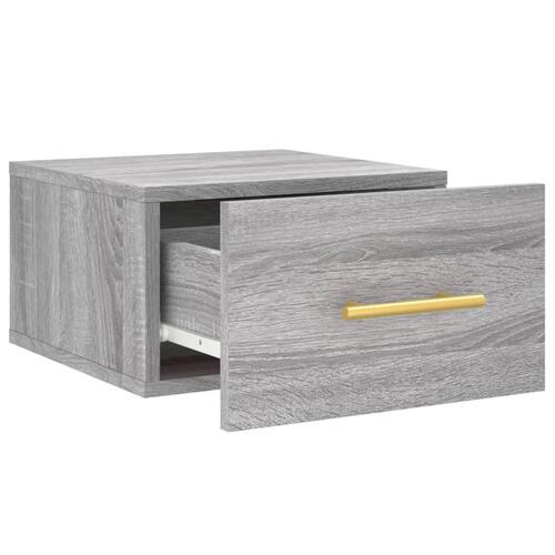 Væghængte sengeborde 2 stk. 35x35x20 cm grå sonoma-eg