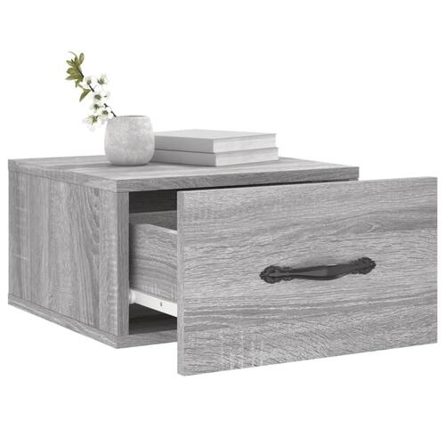 Væghængte sengeborde 2 stk. 35x35x20 cm grå sonoma-eg
