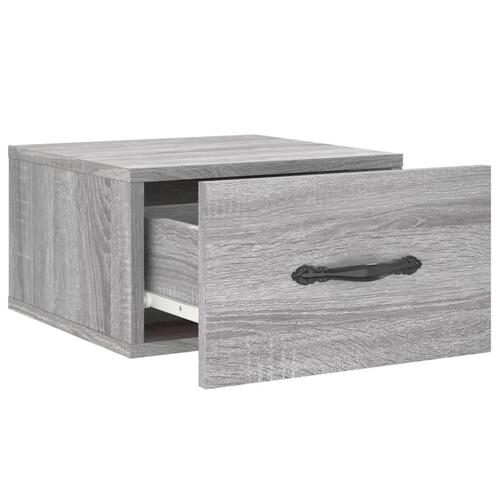 Væghængte sengeborde 2 stk. 35x35x20 cm grå sonoma-eg