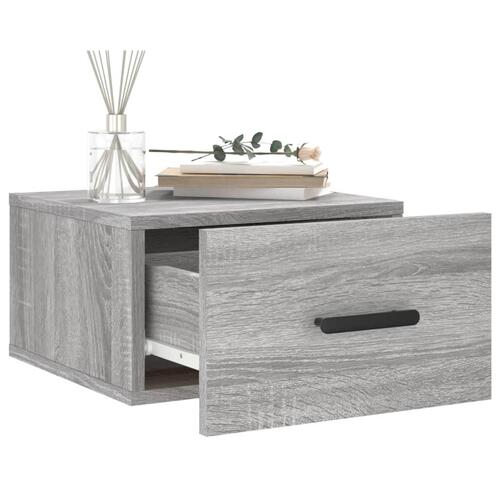 Væghængte sengeborde 2 stk. 35x35x20 cm grå sonoma-eg