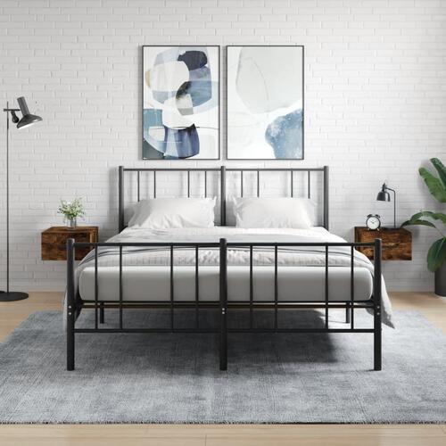 Væghængte sengeborde 2 stk. 35x35x20 cm røget egetræsfarve