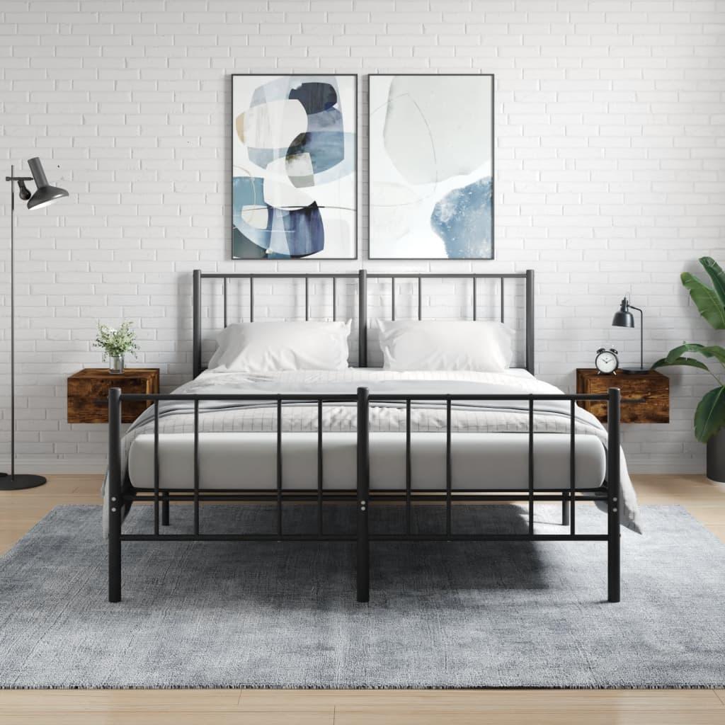 Væghængte sengeborde 2 stk. 35x35x20 cm røget egetræsfarve