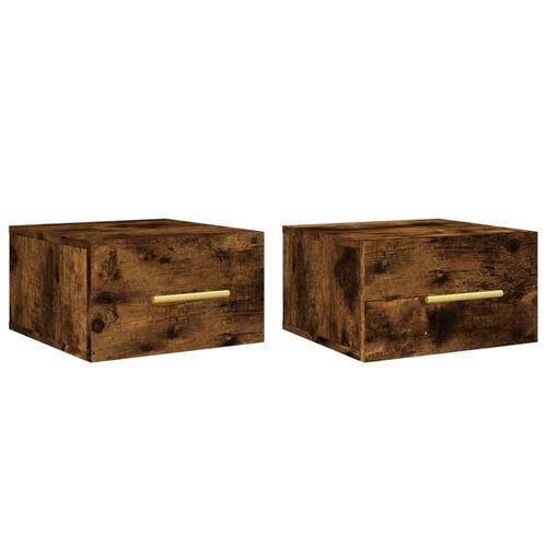 Væghængte sengeborde 2 stk. 35x35x20 cm røget egetræsfarve