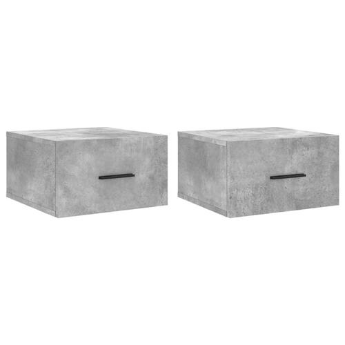 Væghængte sengeborde 2 stk. 35x35x20 cm betongrå