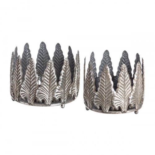 Lyseholder Sølvfarvet Jern 20,5 x 20,5 x 16 cm (2 enheder)