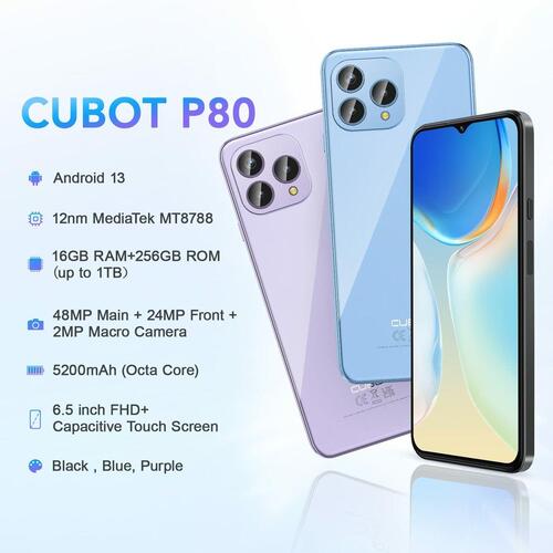 Smartphone Cubot P80 8 GB RAM 6,6" Sort 256 GB
