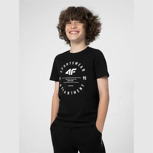 Kortærmet T-shirt til Børn 4F M294 Deep Sort 11-12 år