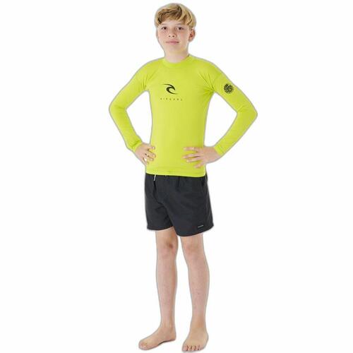 Børne Kortærmet T-shirt Rip Curl Corps L/S Rash Vest Gul Surf Lycra 16 år