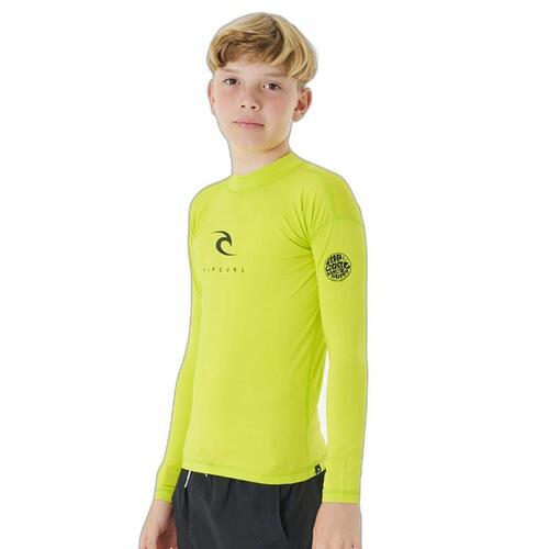 Børne Kortærmet T-shirt Rip Curl Corps L/S Rash Vest Gul Surf Lycra 16 år