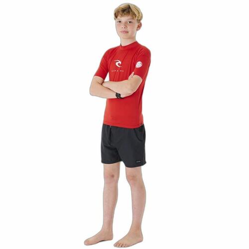 Kortærmet T-shirt til Børn Rip Curl Corps L/S Rash Vest Rød Lycra Surf 16 år