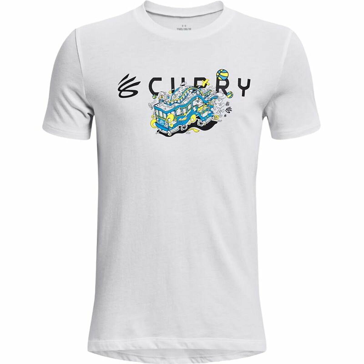 Kortærmet T-shirt til Børn Under Armour Curry Trolly Hvid 10-12 år