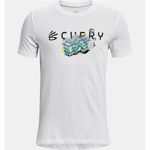 Kortærmet T-shirt til Børn Under Armour Curry Trolly Hvid 18-20 år