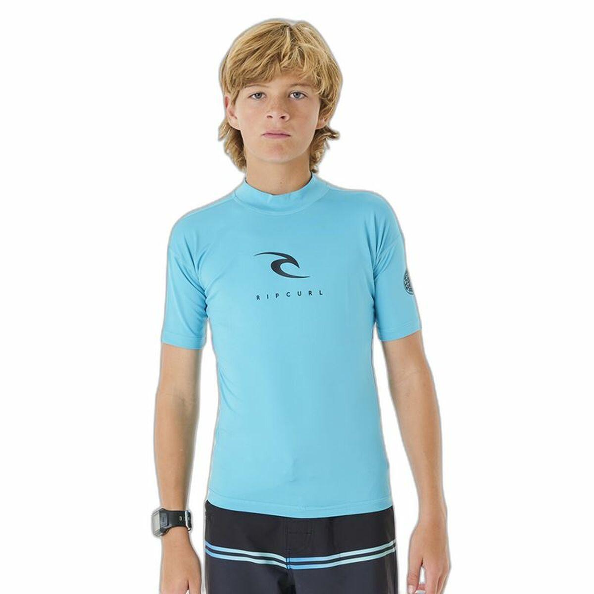Kortærmet T-shirt til Børn Rip Curl Corps L/S Rash Vest Blå Lycra Surf 14 år
