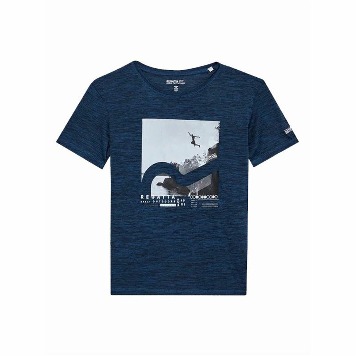 Kortærmet T-shirt til Børn Regatta Alvarado VII Bluewingmarl Blå 11-12 år