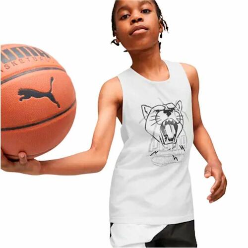 Basketballstrøje Puma Tank B Hvid 7-8 år