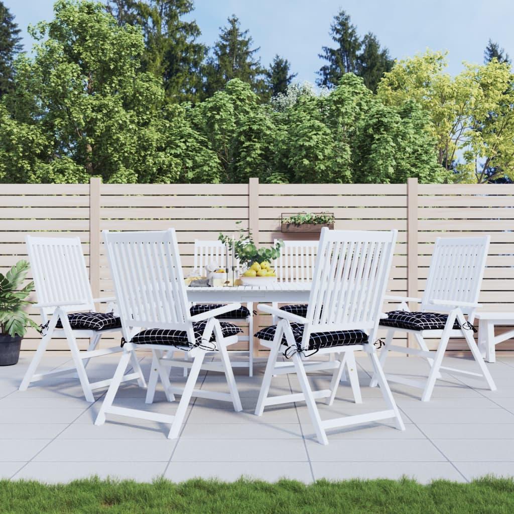 Stolehynder Oxfordstof - 6 / Sort og hvid / 40 x 40 x 7 cm