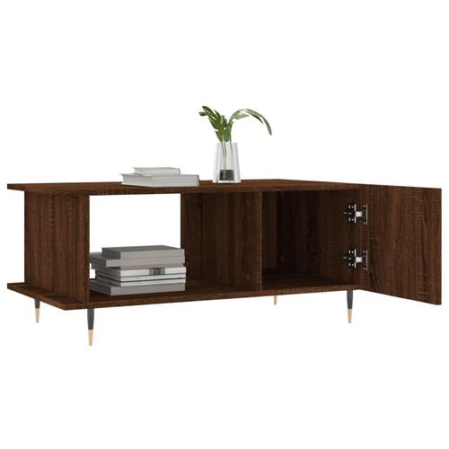 Sofabord 90x50x40 cm konstrueret træ brun egetræsfarve