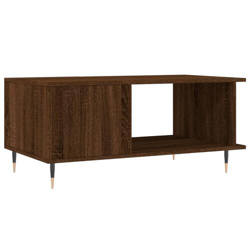Sofabord 90x50x40 cm konstrueret træ brun egetræsfarve