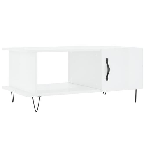 Sofabord 90x50x40 cm konstrueret træ hvid højglans