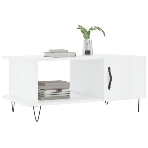 Sofabord 90x50x40 cm konstrueret træ hvid højglans