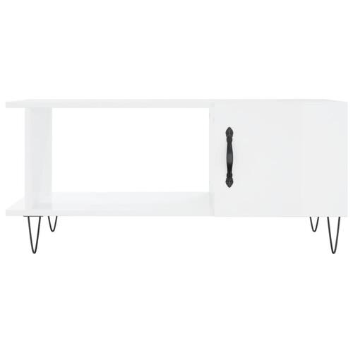 Sofabord 90x50x40 cm konstrueret træ hvid højglans