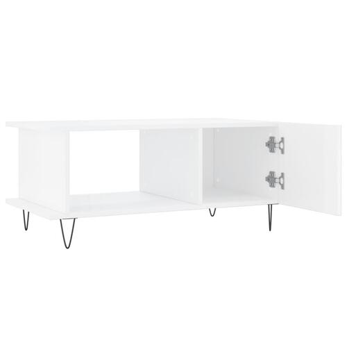Sofabord 90x50x40 cm konstrueret træ hvid højglans