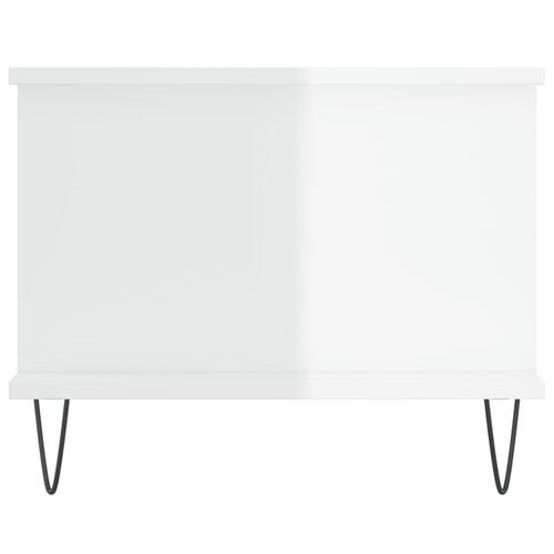 Sofabord 90x50x40 cm konstrueret træ hvid højglans