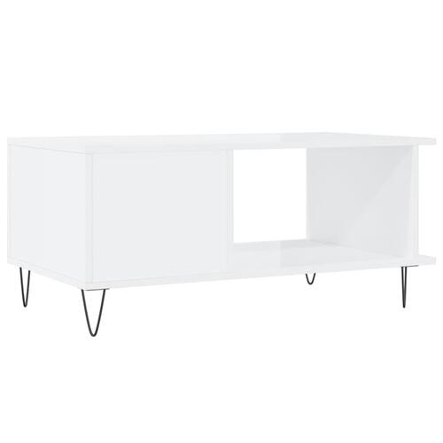 Sofabord 90x50x40 cm konstrueret træ hvid højglans