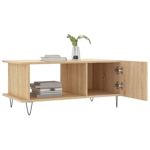 Sofabord 90x50x40 cm konstrueret træ sonoma-eg