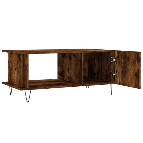 Sofabord 90x50x40 cm konstrueret træ røget egetræsfarve
