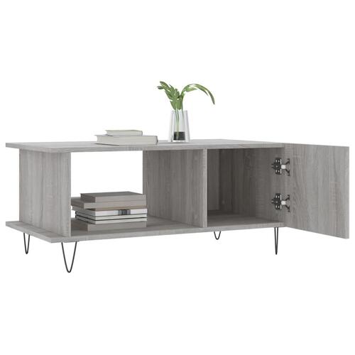 Sofabord 90x50x40 cm konstrueret træ grå sonoma-eg