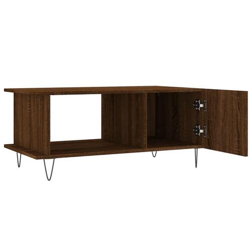 Sofabord 90x50x40 cm konstrueret træ brun egetræsfarve